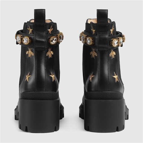 gucci embroidered leather ankle boot with belt dupe